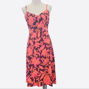 LOFT Tropical Floral Fit & Flare Midi Dress